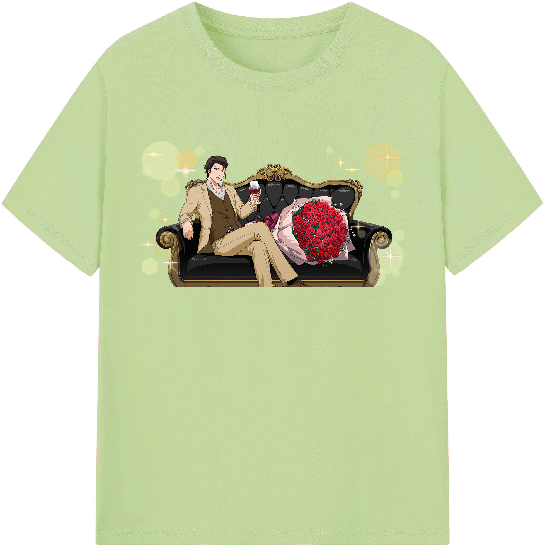 （画像用） ブリーチ 藍染 惣右介（あいぜん そうすけ） BLEACH Aizen Sousuke 綿100％半袖Tシャツ（フロントプリント）